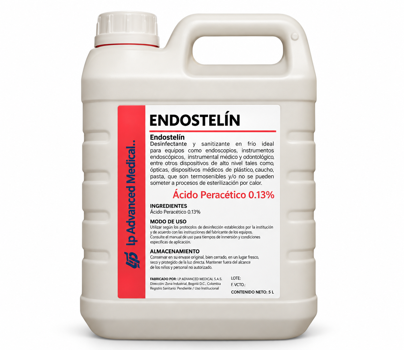 Garrafa de 5 litros de Endostelín, ácido peracético